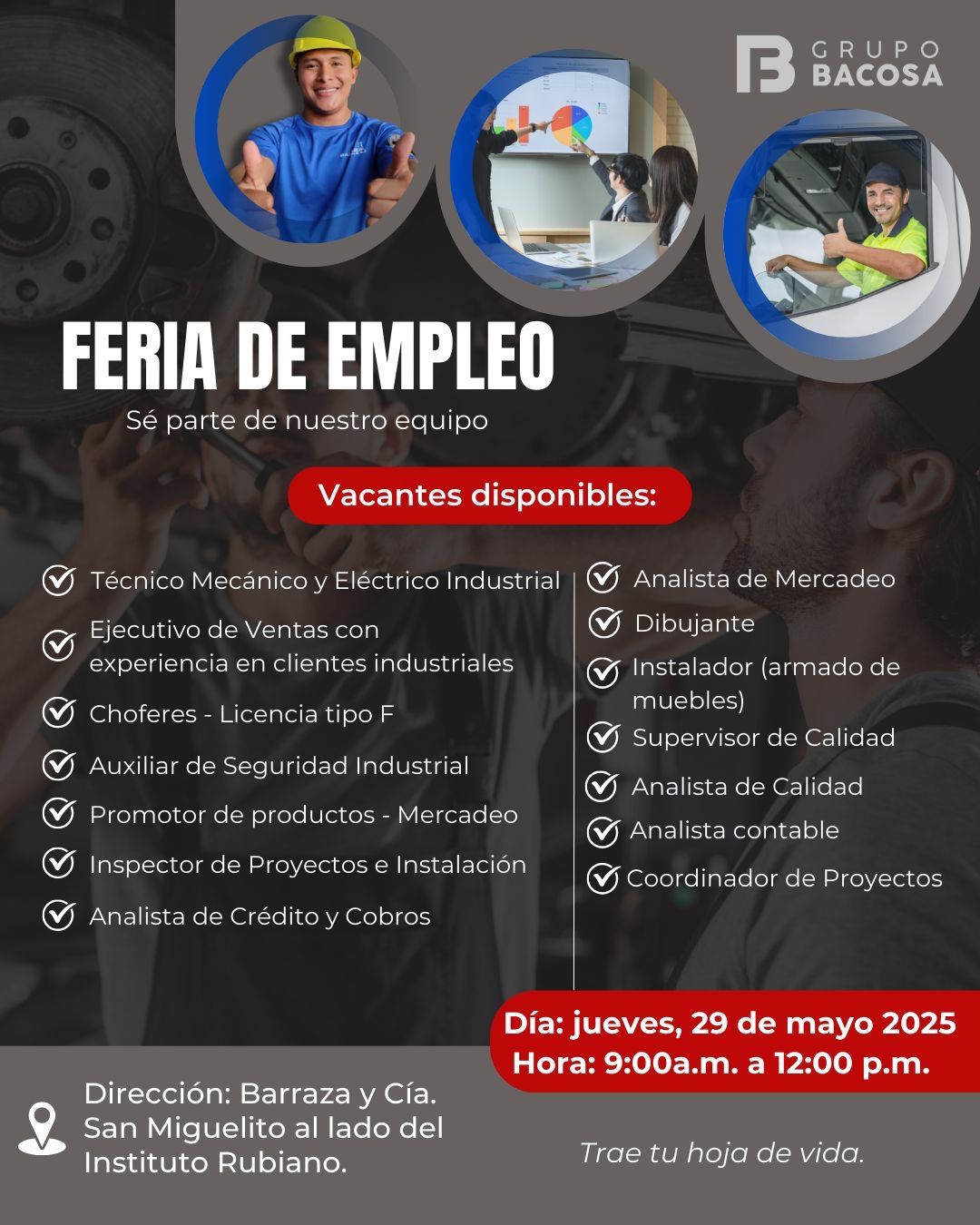 feria de empleo 29 de mayo en grupo bacosa