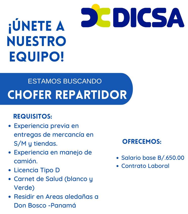 chofer repartidor vacante dicsa