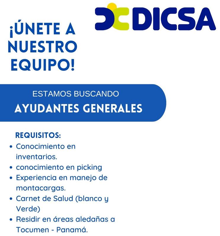 vacante ayudante general en dicsa