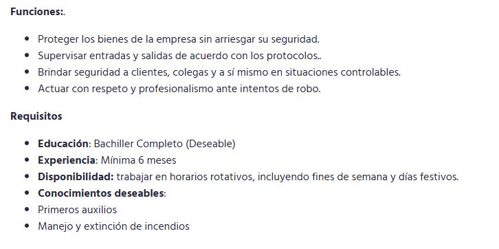 vacante seguridad en el machetazo