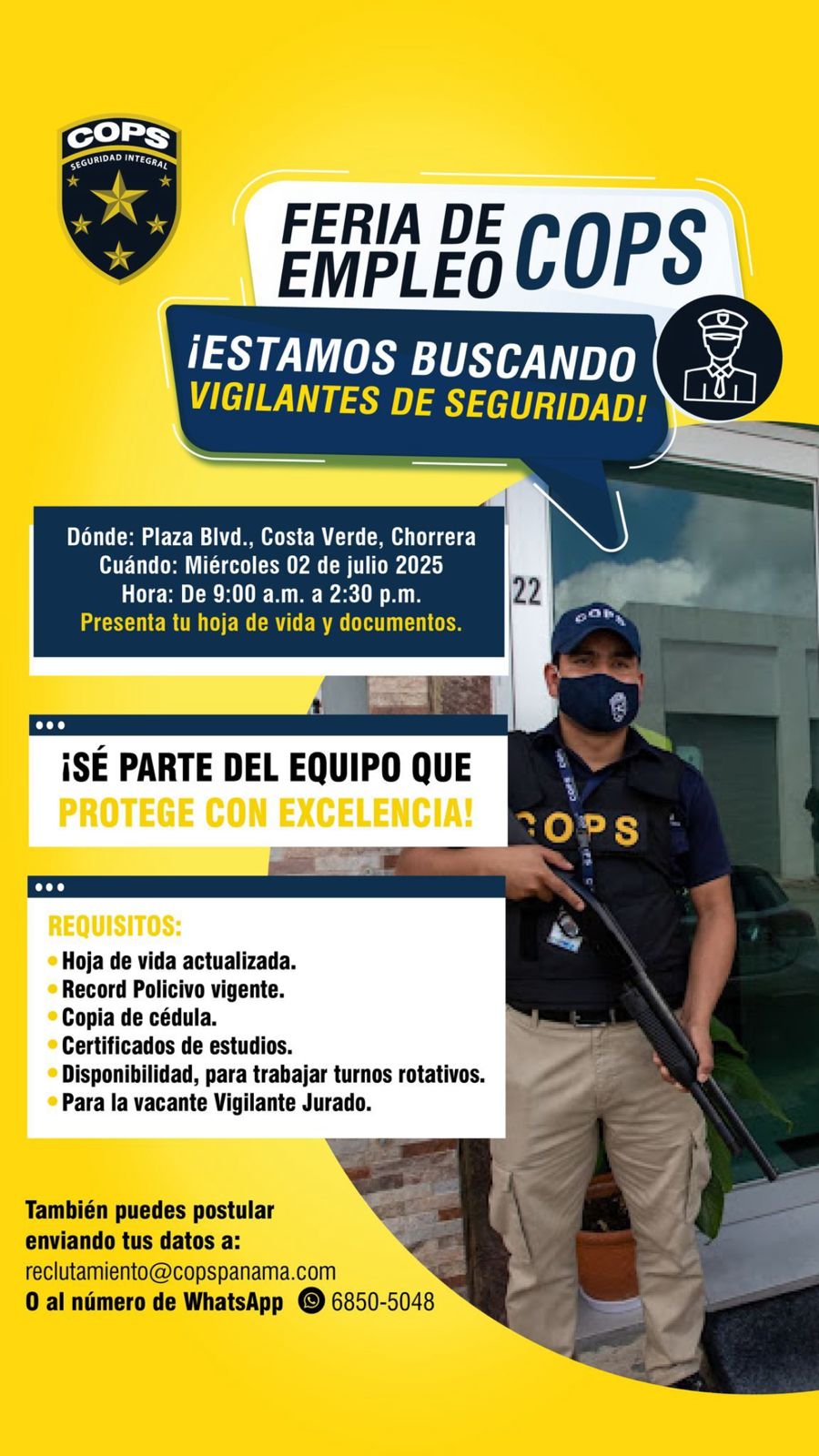 feria de empleo en cops panamá para vigilantes