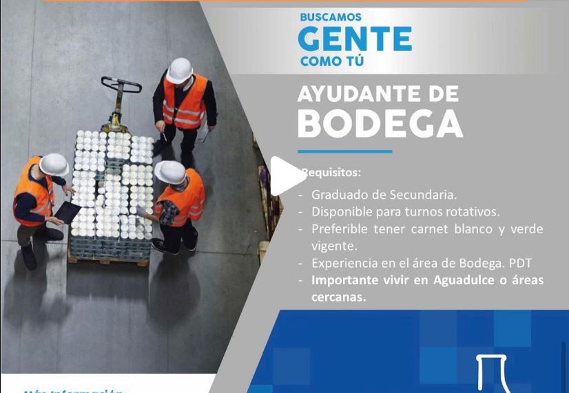 empleo ayudante bodega en barraza y cía.