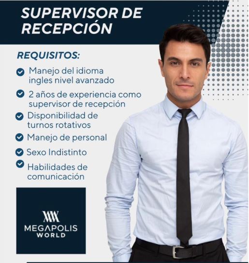 supervisor de recepción en hotel megapolis