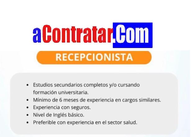 oferta de empleo de recepcionista en clinilab