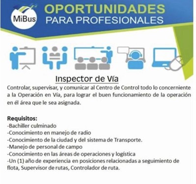 vacante de inspector de vía en mi bus