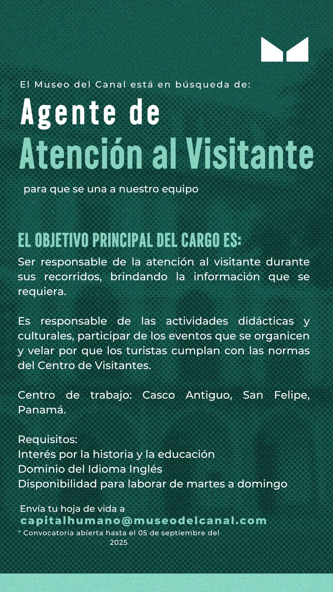 vacante para agente de atención al visitante